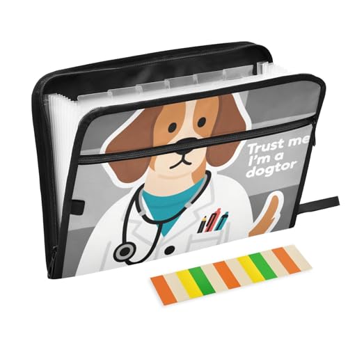 Organizador de archivos de papel con 13 bolsillos A4 blanco con cremallera Dogtor