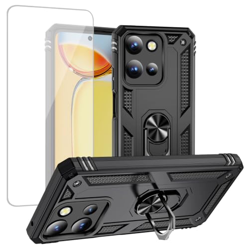 Coque Moto G 5G 2025 XT2513V avec Béquille Intégrée et Protection Écran Noire