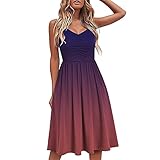 NHNKR Sommerkleid Spaghetti -Gurtkleider für Frauen lässig Sommerkleid für Frauen gerissen Midi Kleid für Frauen mit Taschen