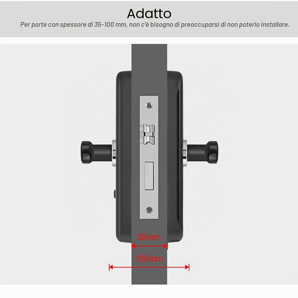 TUYA Smart Door Lock con maniglia: 5-in-1 Caratteristiche autenticazione biometrica, password digitale, ingresso senza chiave con impronta digitale, e serratura elettronica da infilare