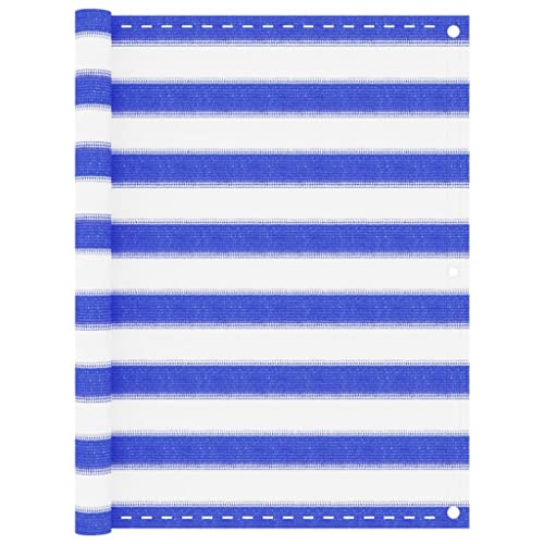 Lauuoeriau Muebles Home - Pantalla para balcón, color azul y blanco, 90 x 300 cm, HDPE