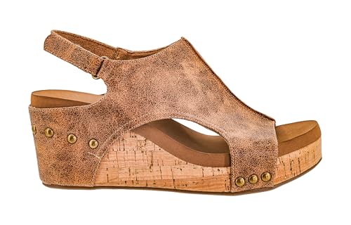 Image of Corkys Footwear Womens Carley Wedges, Featuring Corkys EVA Foam Cushioned Insoles, A 2.5 Inch Heel, Lightweight For All Day Wear, And Hook And Loop Closure