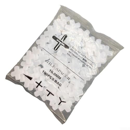 Gdfnmogo 100 clips cruzados espaciadores de azulejos de 10 mm para colocación de suelos y paredes, sistema de nivelación de azulejos cruzados de plástico para alineación de azulejos, color blanco