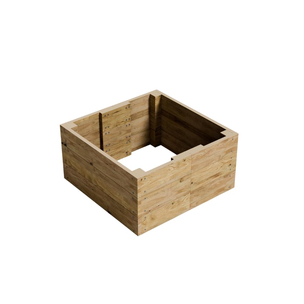 Conka Garden - Wooden Raised Bed Kit - Large Garden Planters for Vegetables, Herbs, Flowers – Start Growing Plants Earlier & Better - Durable & Resistant FSC Treated Timber 46cm H, 90cm x 90cm