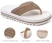 ONCAI Men's Flip Flops with Arch Support Orthotic Cushion Recovery Walking Slide Sandals for Men 2025 with Platform Summer Comfortable Soft Thong Sandals Slip on Rubber Soles Beige/White Size 11
