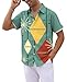 QIVICIMA Men's Retro Bowling Shirts 50s Rockabilly Style Button Down Shirts Cuban Style Camp Shirt A7-Retro S