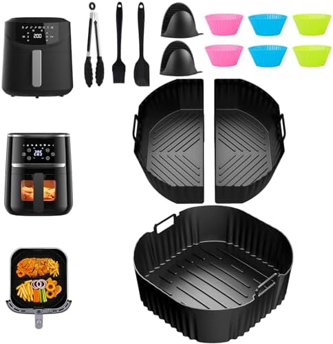 Molde Silicona Freidora de Aire 23cm, 13PCS 2 x 3.1L + 1 x 6.2L A...