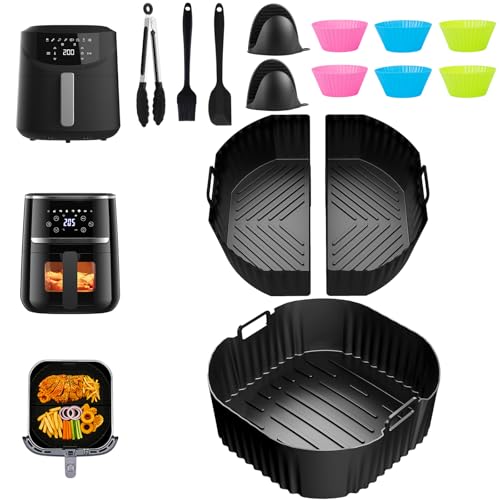 TEBOKHAD Molde Silicona Freidora de Aire 23cm, 13PCS 2 x 3.1L + 1 x 6.2L Air Fryer Accesorios Para 5,5L/6L/6,L, Série 2000 6.2L Na230/00, Reutilizables Accesorios Freidora De aire,Recipiente Air Fryer