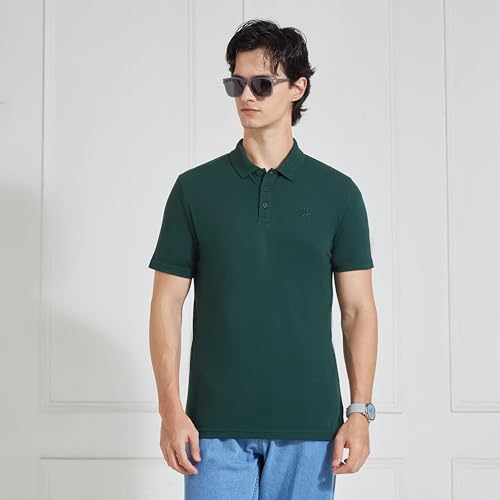 Image of Campus Men Cotton Blend Polo T-Shirt