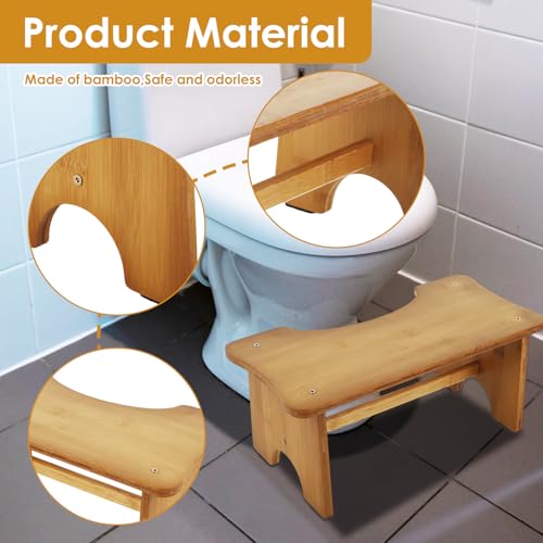 LYDODOKA Bamboo Toilet Stool for Adults, C Shaped Poop Stool, 6.5