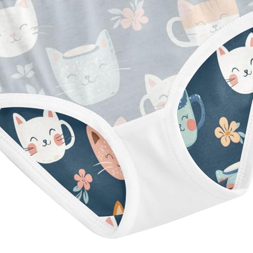 ZZKKO Teacup Cat Pet Girls Underwear Toddler Panties for Girls Comfort Brief Size 2T-8Y4