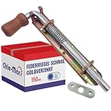 Chle-Mar - Federriegel 150 mm | Torverriegelung – verzinkter Schieberiegel mit Federmechanismus | Ideal für Türen, Tore, Gartentore & Ställe | Türriegel mit Holz- oder Kunststoffgriff | Federbolzen
