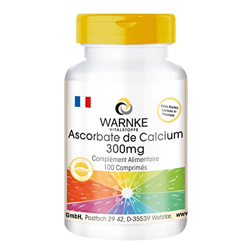 Calcium 300 mg + vitamine C - 100 comprimés - végan - non acide - carbonate de Calcium | Warnke Vitalstoffe - Qualité des pharmacies allemandes