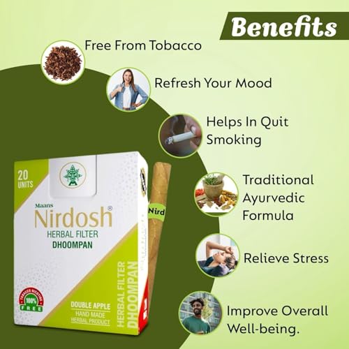 Nirdosh Herbal Double apple Smoke | 100% Natural Tobacco-Free Alternative | 20 Ayurvedic Cigarettes | Nicotine-Free Wellness Choice - Image 4