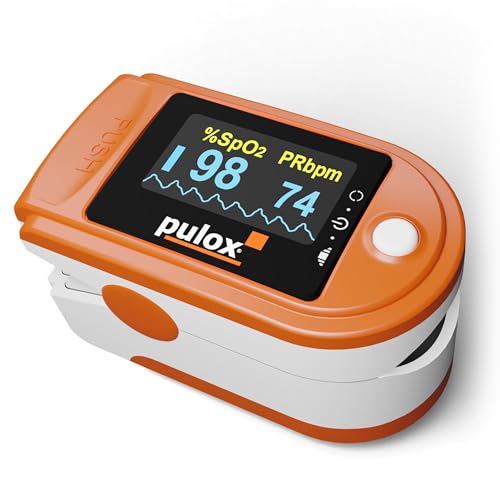 Pulsoximeter Pulox PO-200 Solo in Orange - Messung von Sauerstoffsättigung (SpO₂), Herzfrequenz (Puls) und Perfusions Index (PI) Pulsoximeter Pulox PO-200 Solo in Orange - Messung von Sauerstoffsättigung (SpO₂), Herzfrequenz (Puls) und Perfusions Index (PI)