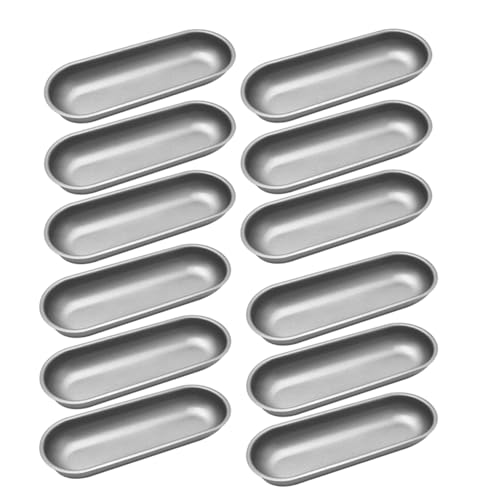 Booso El Molde Perro Caliente Moldes Salchichas de Acero Al Carbono Utensilios para Hornear Antiadherentes Molde para Hornear Pan Ovalado para Herramienta de Pan Casero de Diy 12 Piezas