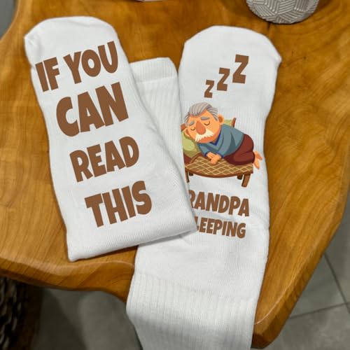 Grandpa Is Sleeping Socks, Retired Grandfather Gift, Novelty Father's Day Birthday Christmas Stocking Stuffers4