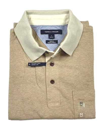 Tommy Hilfiger Men's Slim Fit Linen-Cotton Pocket Mesh Polo Shirt (Champagne, 2XL)4