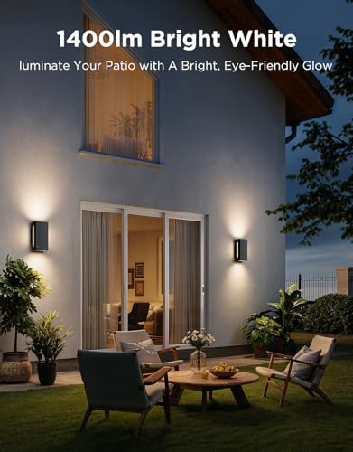 Govee Outdoor UpDown Wall Light, 2 Pack, 1400LM RGBICWW Smart Porch Lights Outdoor with 64 Scene Modes, IP66 Waterproof Wall Sconce for Outdoor Decor, Works with Alexa, Google Assistant and Matter - Image 4