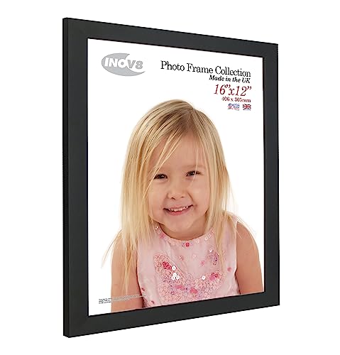 Inov8 British Made Real Wood Picture/Photo Frame 16x12" Inch(41x30cm) - Auckland 20mm Pine Black - Image 2