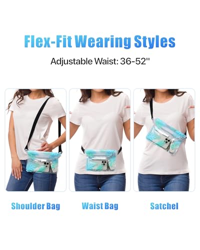 Image of F-color Waterproof Fanny Pack - Waterproof Pouch, Beach Cruise Essentials | Adjustable Waist Strap, Triple Zipper Roll-Top Dry Bag for Phone, Keep Passport Valuables Dry for Beach Kayaking Boating