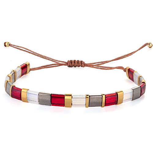Image of KELITCH Colorful Tila Beaded Bracelets Women Strand Friendship Bracelet Handmade New Link Cuff Bracelets