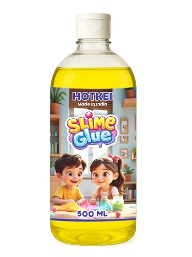 Image of HOTKEI 500 ml Yellow Slime Glue DIY Magic Jelly Putty Toy for Slime Making Maker kit Set Liquid Gel Games Birthday Gift Toys for Boys Girls Kids for Making Slimes at Home 3 to 10 Years
