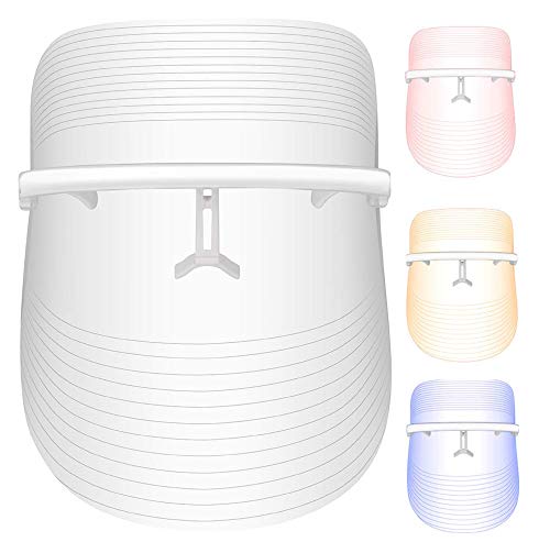 REH Design 3 Color L-E-D Face mask, Wireless, Light therapy for skin rejuvenation and youth. Rechargeable…,1 Count (Pack of 1)