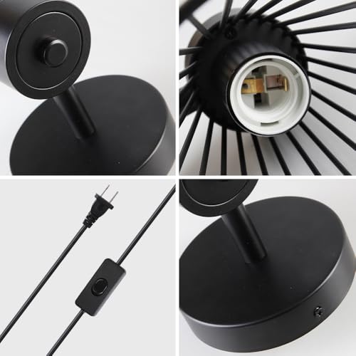 Image of Plug in Wall Sconce Indoor Large Modern Wall Sconces Farmhouse Wall Lamp with Plug in Cord Vintage Black Wall Lights with On /Off Switch Wall Light Fixture for Living Room Bedroom Rustic