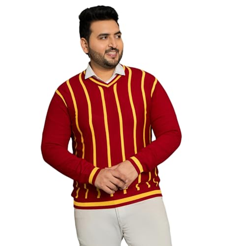 Pull rouge rayé homme grande taille XXL idéal pour vos sorties d'automne