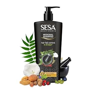 SESA Ayurvedic Medicinal Shampoo Hairfall Control Anti Dandruff Shampoo Infused with 17 Ayurvedic Herbs Smooth & Shiny Hair For Men & Women – 500 ml or 16.90 oz