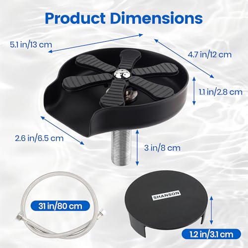 ShanSon Glass Rinser for Sink– 9-Jet High Pressure Cup Washer with Stainless Steel & Copper Construction, Universal Cup Cleaner for Wine Glasses, Baby Bottles, Coffee Mugs,Black
