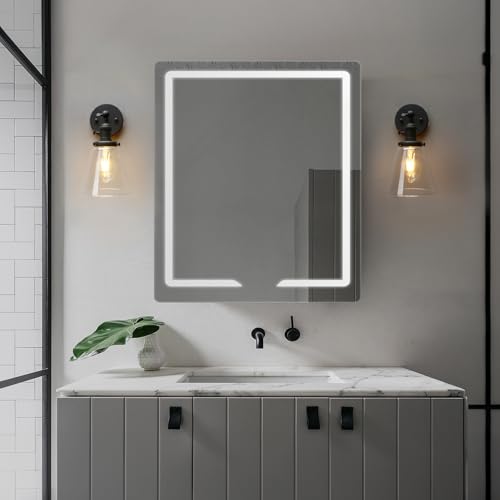 Image of PERMO Industrial Black Wall Sconce with On /Off Switch and Funnel Flared Clear Glass Shade for Living Room Bathroom Bedroom