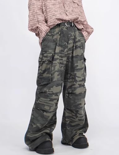 Mens Camo Cargo Pants Y2k Hip Hop Jeans Vintage Dance Skateboard Denim Pants Loose Fit Camouflage Pants Streetwear4