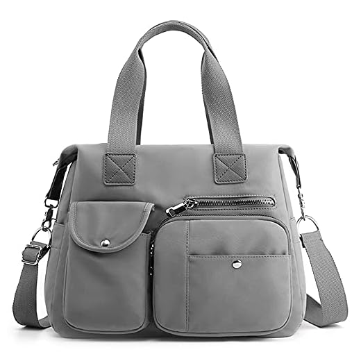 DORRISO Bolsos de Mujer Bandolera Bolso Moda Lona Bolsa Tote Bolso Grande Bolso de Mano Trabajo Escuela Viajes Casual Diario Bolsos Cruzados Gris