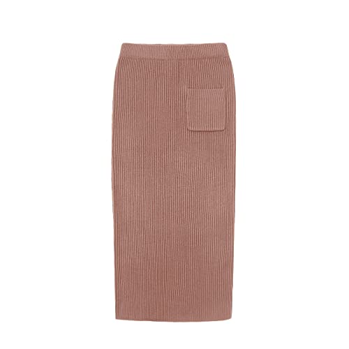 Image of chouyatou Women's Turtleneck 2 Piece Outfits Ribbed Knit Sweater Midi Pencil Skirt Set