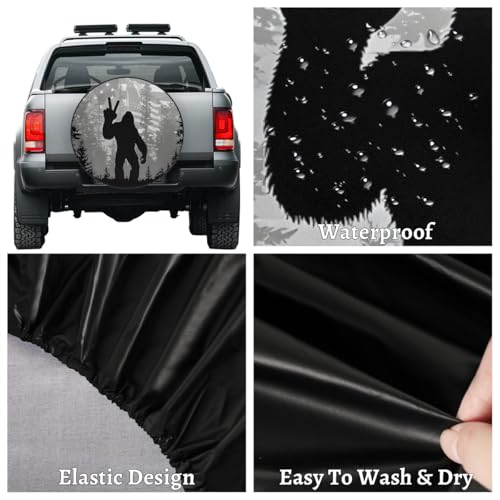 Image of Spare Tire Cover Bigfoot American Flag Wheel Covers Protectors Waterproof Dust-Proof Universal Fit Trailer, RV, SUV and Many Vehicle (14 inch for tire Diameter 25.59 inch-27.16 inch)