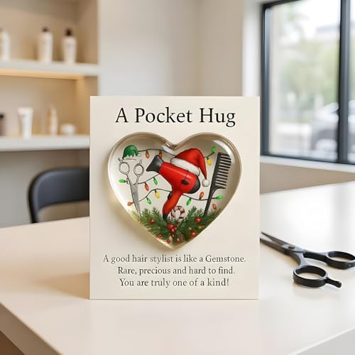 Tarjeta De Abrazo Navideño De Bolsillo - Decoración Inspirador En Forma De Corazón 2d | Tarjeta Decorativa Transparente Con Mensaje Motivacional | Regalos De Agradecimiento Para Tu Peluquero,Navidad