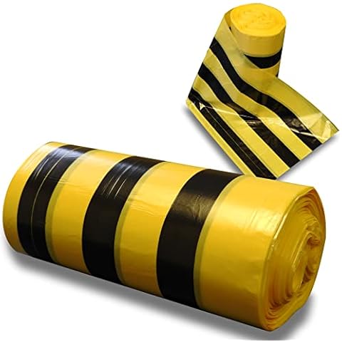 RE-GEN Biohazard Klinische Abfallbeutel mit Tigerstreifen, 1 Rolle, 50 einzelne Beutel, Größe 56 x 64 cm, 30 l Cover