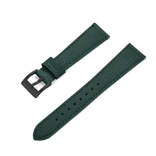 Correa de cuero de 21 mm verde y negro ideal para reuniones y uso diario