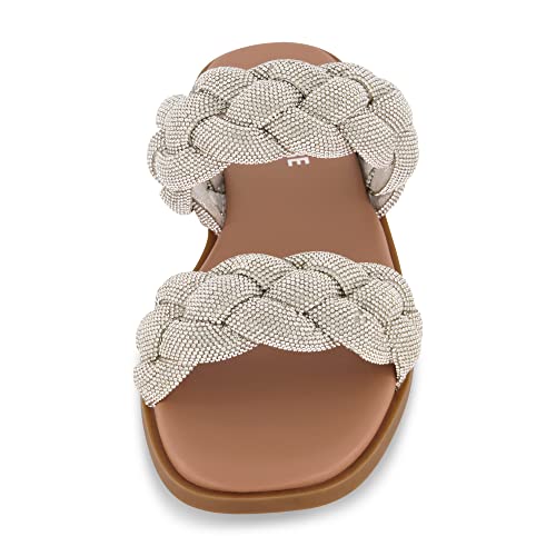 CUSHIONAIRE Women's Natasha rhinestone braided slide sandal +Memory Foam, Wide Widths Available3