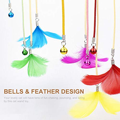 mewmewcat Bastão interativo de gato com bolas Sinos Varinha de pena para provocação de gato Exercíci