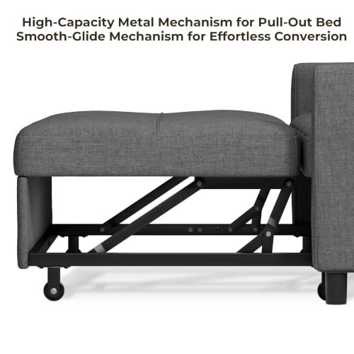 Sofá cama extraíble de dos plazas en madera maciza gris oscuro 133cm 6