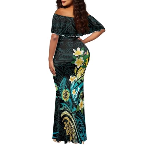 Image of Polynesian for Women S-7XL Off Shoulder Maxi Dress Hawaiian Summer Dresses