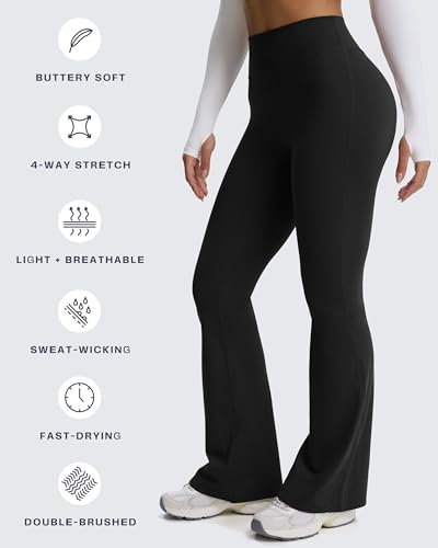Aoxjox Flare Leggings for Women Hidden Scrunch Butt Lifting High Waisted Wide Leg Yoga Pants 30"/32"/34"4