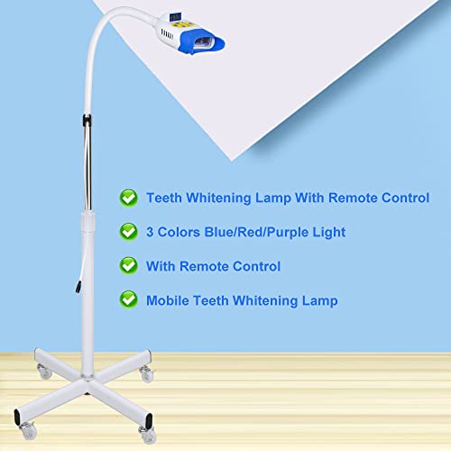 Image of 3 Colors Teeth Whitening Machine LED Light, Mobile 36W Dental Teeth Whitening Lamp Bleaching, Blue /Red /Purple Tooth Whitener Cold Light with Remote Control - 110V