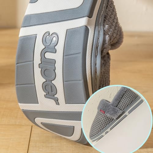 Premium Comfort Thermal Closed Back Grid Non Slip Women's Fuzzy House Slippers Indoor Soft Warm Shoes Cushion Sole3