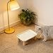 Leefasy Raised Pet Feeder Stand Cat Bowl to Waterproof Elevated Shelf Feeding Dish Holder for Food Dispenser, CreamColor 24x17x8cm