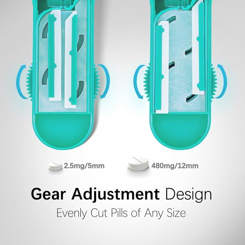 Image of Pill Cutter Splitter for Small and Tiny Pills, Pill Cutter for Multiple Pills at a Time with Centering Device and Stainless Steel Blade (Cyan)