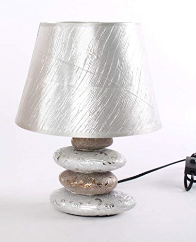 AVENUELAFAYETTE Lampe à Poser - de Chevet - Table Design Moderne Galet céramique (Argent)